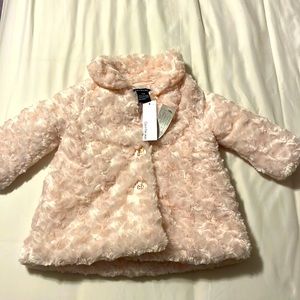 Calvin Klein baby girl pink shearling coat